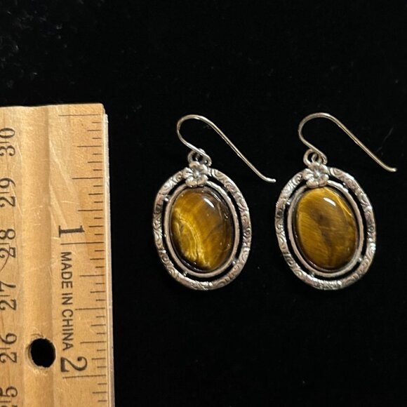 gorgeous Shablool sterling and tiger's eye earrings - Picture 7 of 8